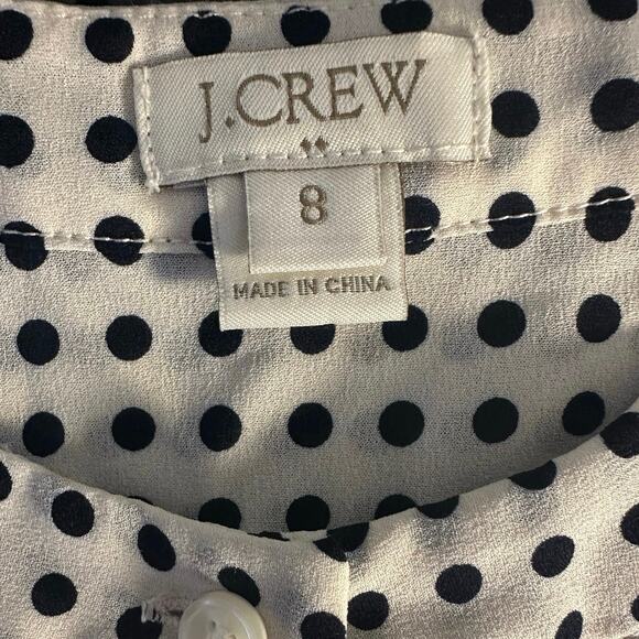 J. Crew Cream and Black Polkadot Pintuck Sleeveless Semi Sheer Blouse Size 8 - Picture 4 of 8
